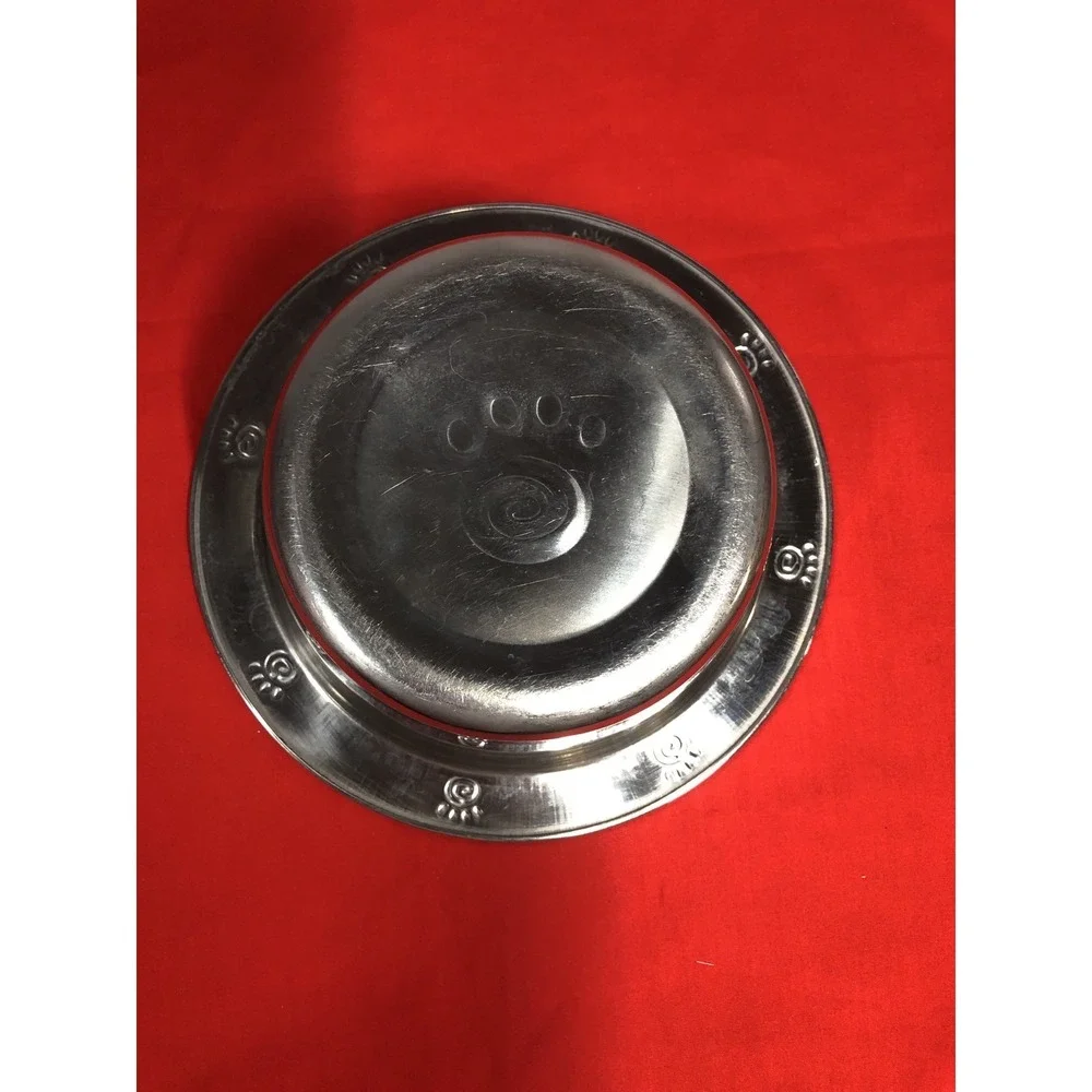Silver Stainless Paw Prints Dog Bowl